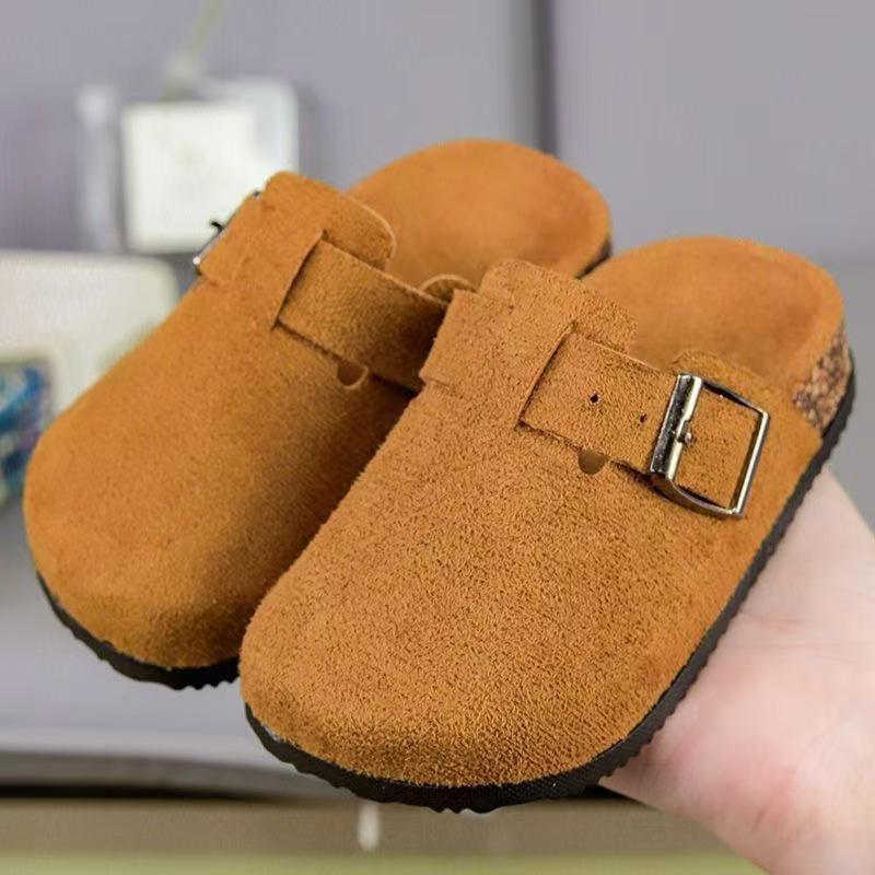 Детские шлепанцы в корейском стиле Birkenstock: Модная закрытая обувь на толстой подошве для мальчиков и девочек 30-31 хаки Voyex