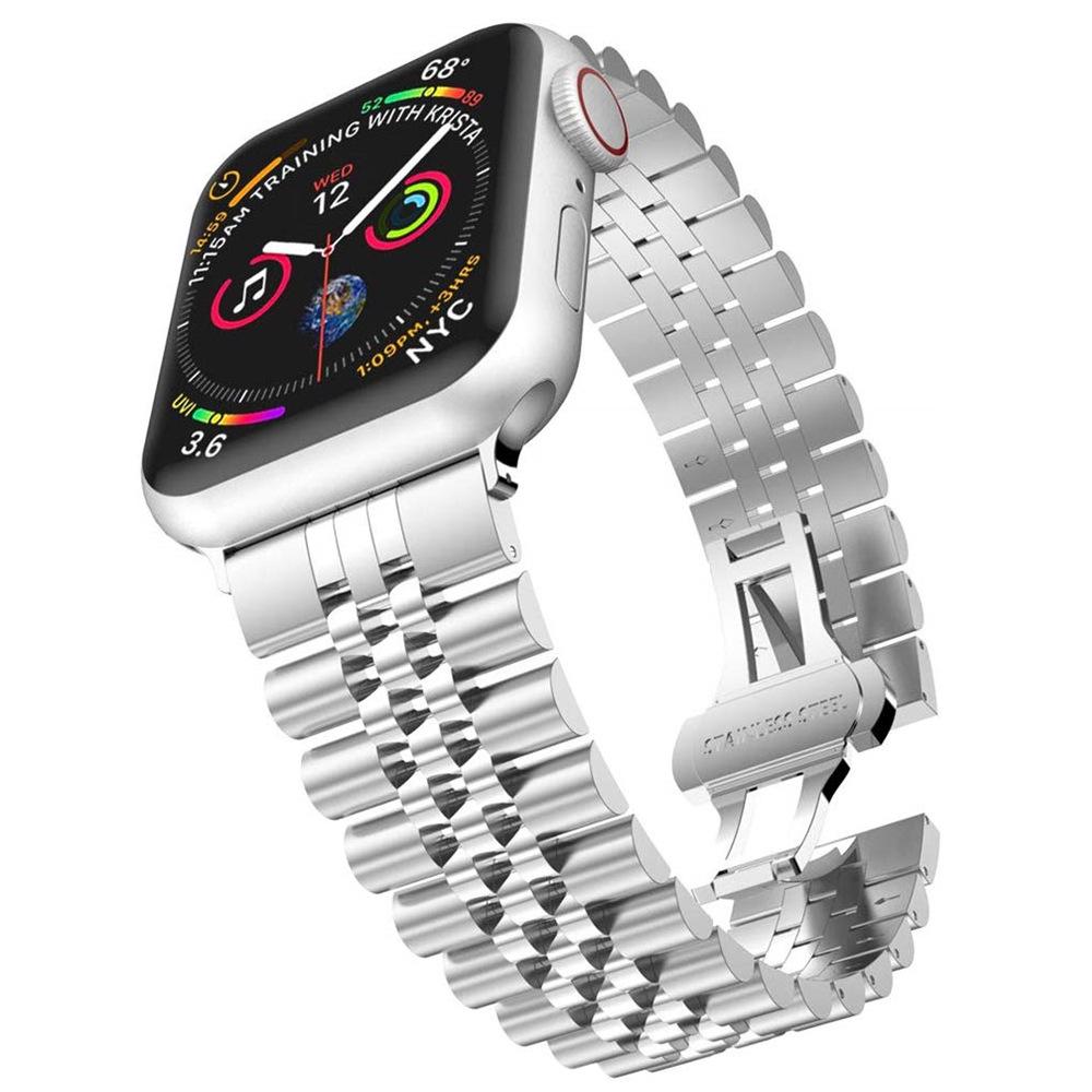 Ремешок для Apple Watch - Новый дизайн из нержавеющей стали с пятью звеньями для поколения S9 38/40/41/42mm-S10 серебряный the BAY