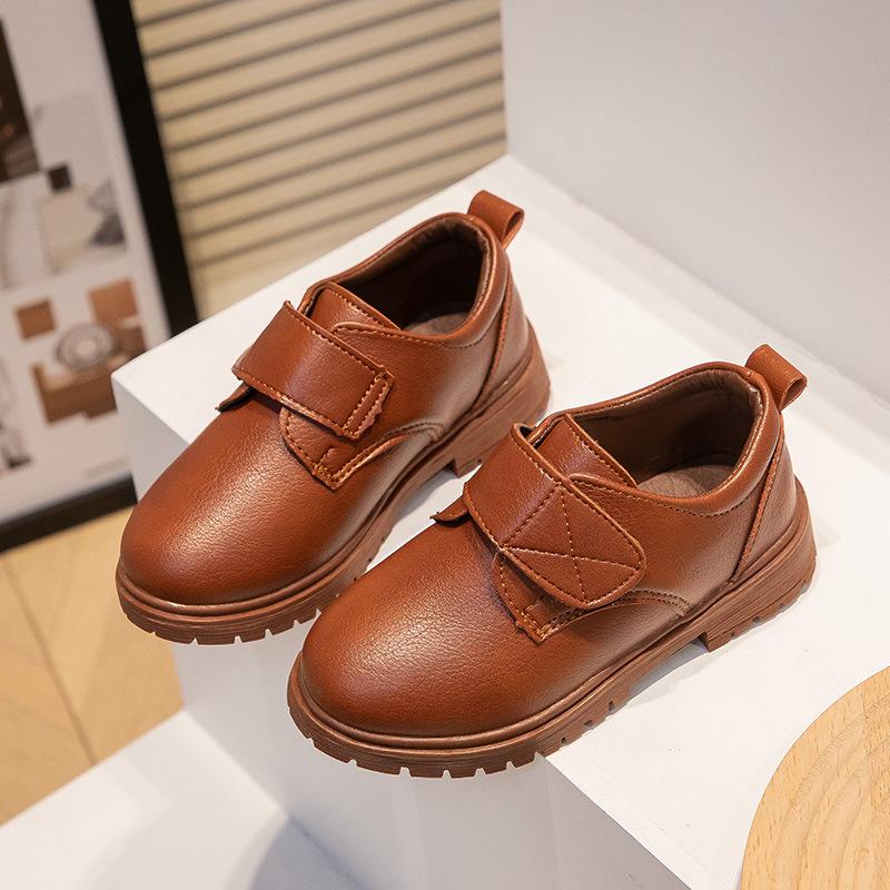 Детские кожаные туфли Four Seasons Brown Black Shoes для мальчиков, модные повседневные детские туфли для школьной формы в британском стиле, универсальные 25 коричневый Walkway Wonders