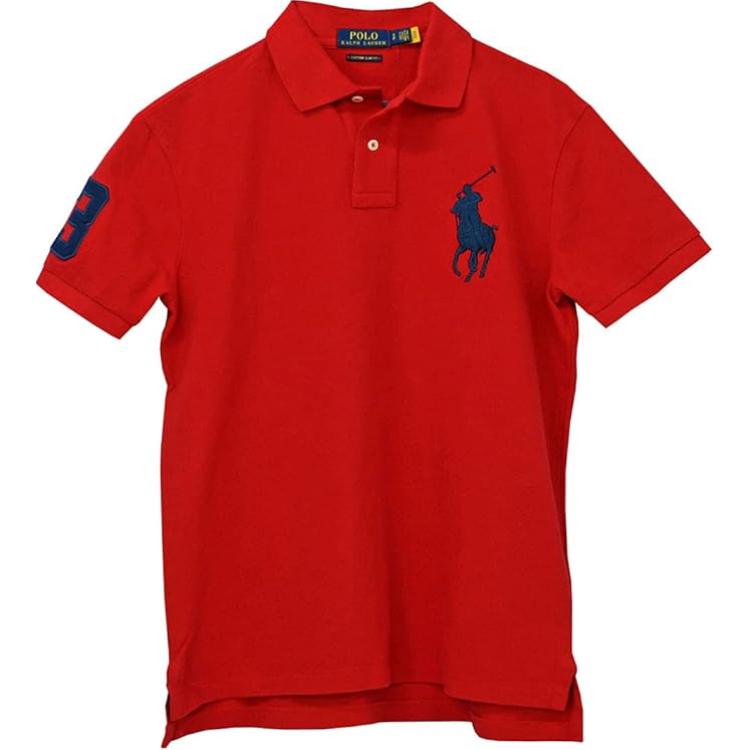 Polo Ralph Lauren Логотип Вышитый Приталенный Поло с Коротким Рукавом Мужские топы 710688969-005 XXL red