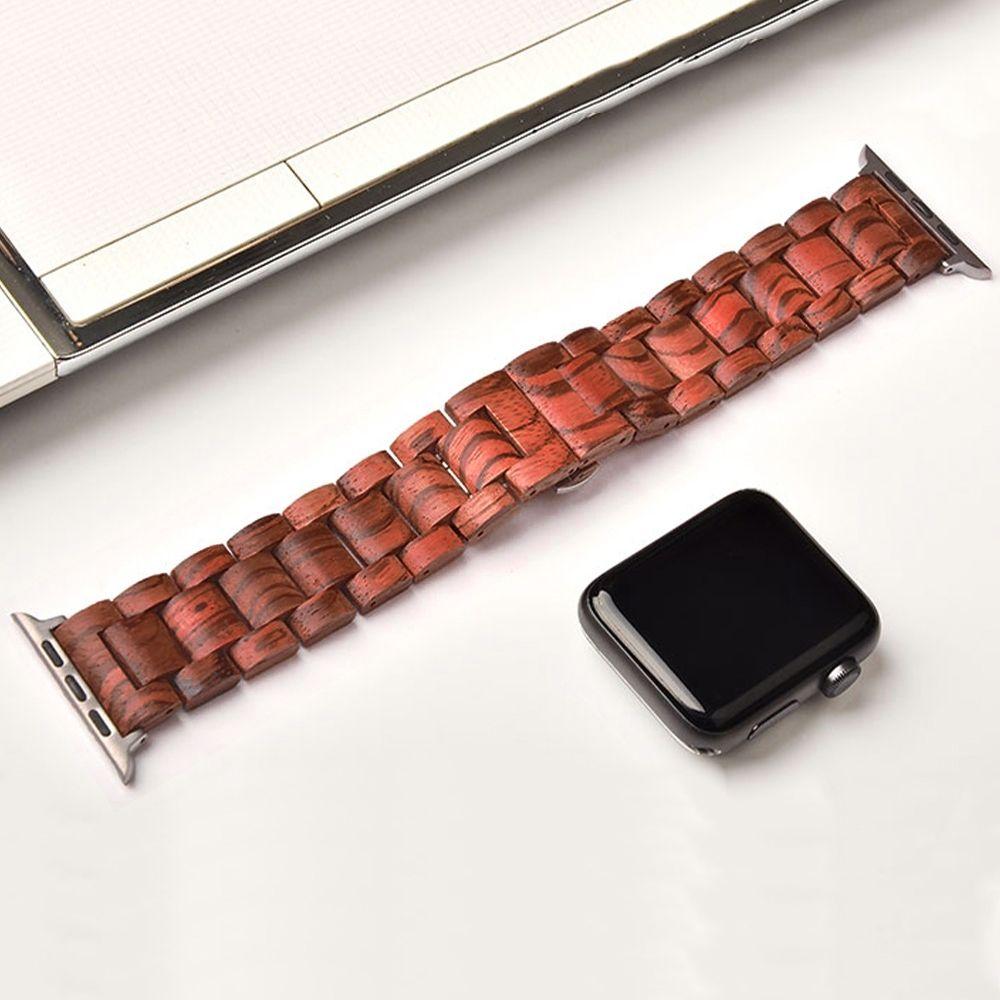 Ремешок из настоящего дерева для часов Apple Watch - металлический разъем, застежка-бабочка, прочный индивидуальный ремешок для часов iWatch S10/9/8/7/6/5/4/3/2/1/SE/Ultra/U2 38/40/41MM S1-9 gray Foucsontop