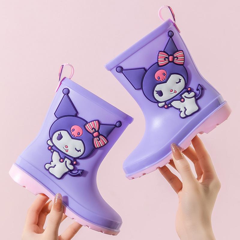 Нескользящие детские резиновые сапоги Sanrio Kuromi для девочек - Износостойкая уличная обувь со шнурком. Size 200 pink Global Finds