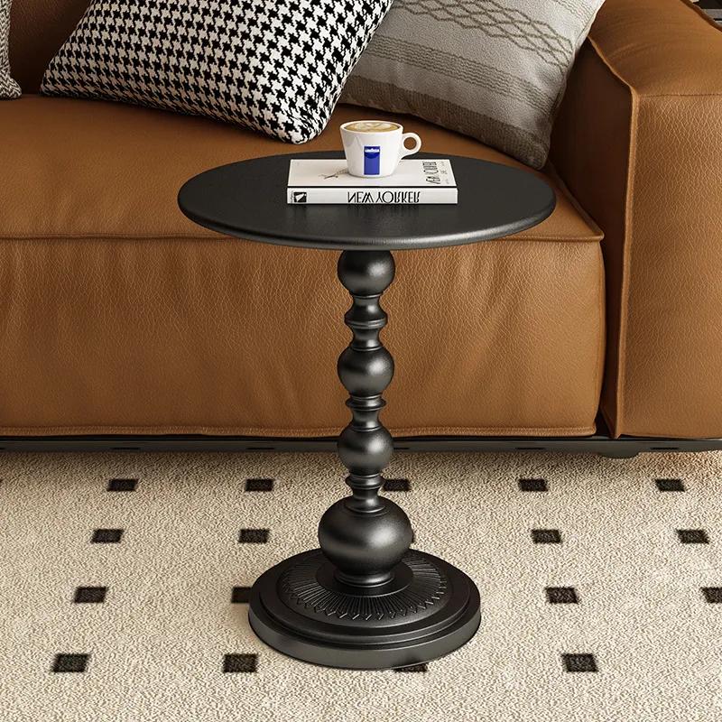 Простой диван Edge Light Luxury Retro Style Маленький круглый столик для балкона Маленький журнальный столик Маленькая угловая тумбочка для гостиной YLE46 black black Darling Women Boutique A
