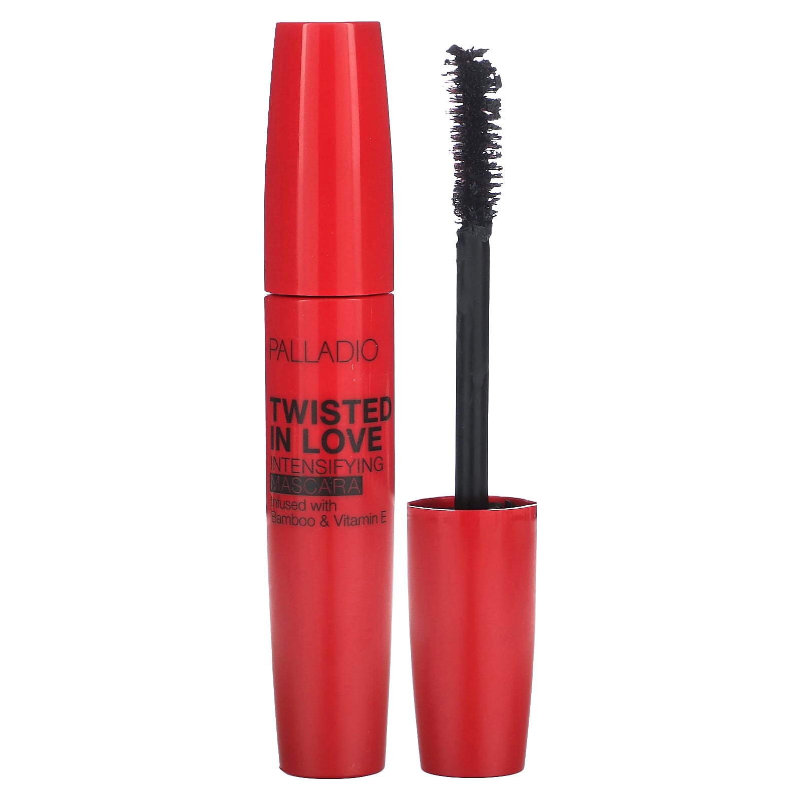 Palladio, Twist in Love, тушь для ресниц, усиливающая интенсивность цвета, черная, 0,34 жидких унций (10 мл) red