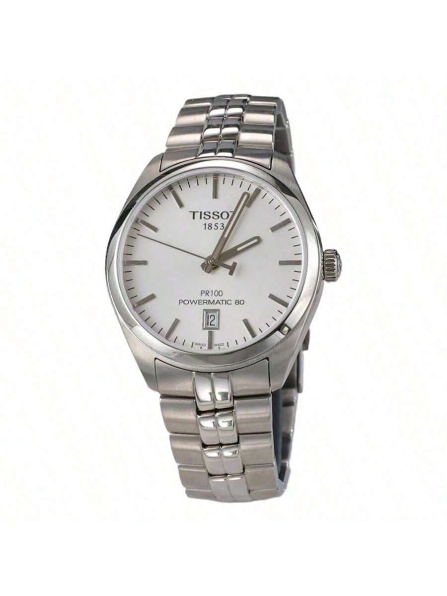 T-Classic PR 100 Автоматические механические часы, Белый/Черный циферблат, Браслет из нержавеющей стали, Мужские часы, Номера моделей. T101.407.11.031.00 серебряный Tissot