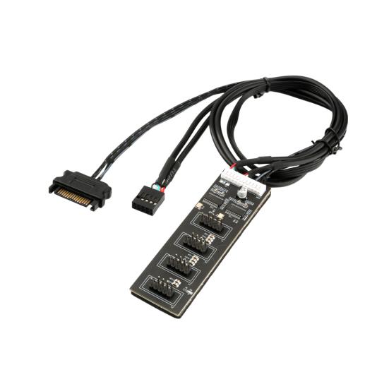 Разветвитель USB 2.0 с кабелем питания SATA 1 на 4 9-контактный разъем материнской платы Внутренний USB-хаб Адаптер-удлинитель для процессора Wi-Fi приемника Вентилятора охлаждения RGB чёрный Easy Fitness