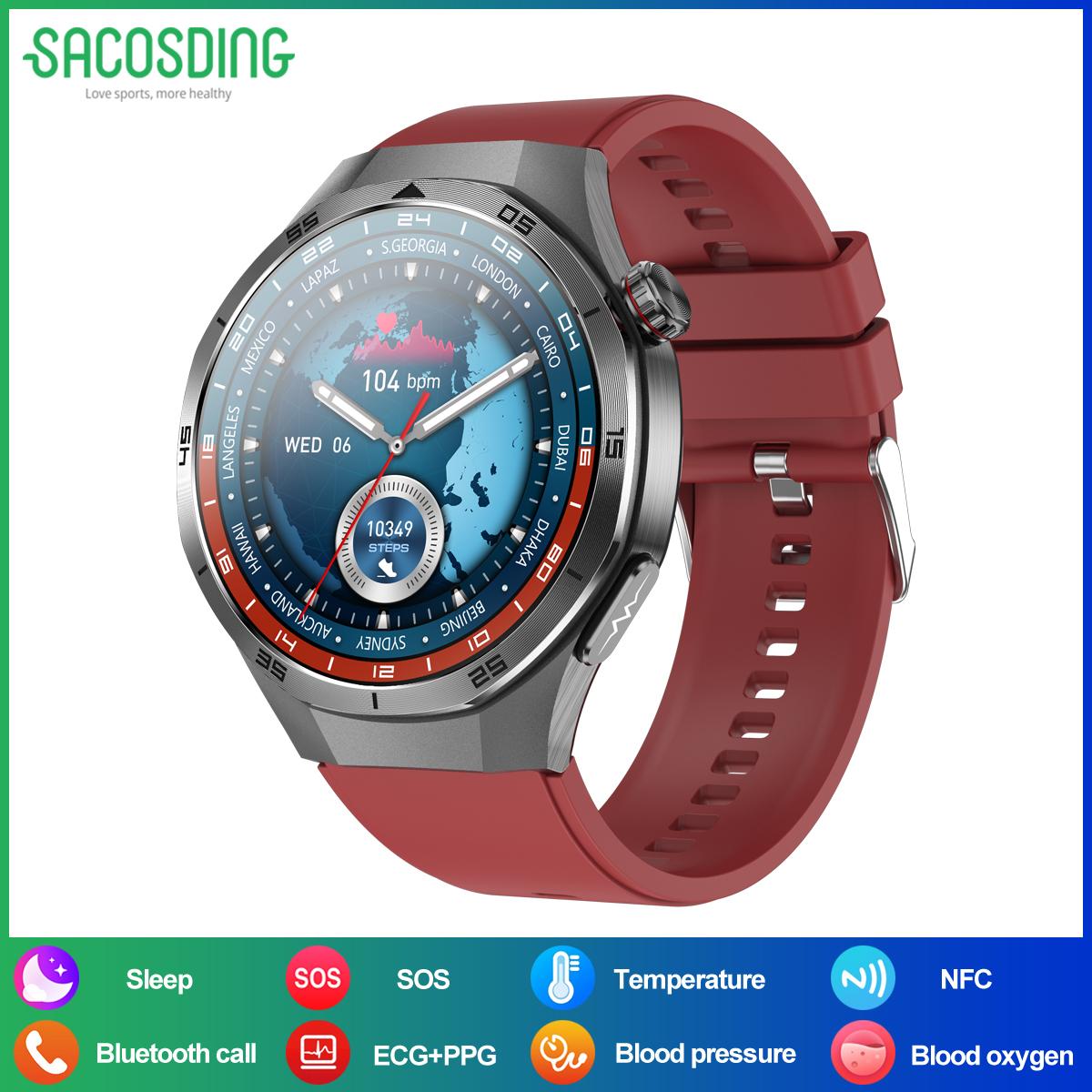 SACOSDING Новые умные часы для мужчин +ППГ+ВСР Монитор АД Сон AMOLED HD Экран NFC Bluetooth Звонки Здоровье Умные часы gray SACOSDING Smart Watch