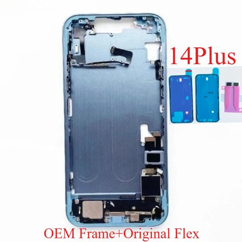 For iPhone 14 Plus Full Housing Middle Frame Bezel With Volume Power Flex Cable Side Button Chassis Repair Parts SIM красный Mobile phone repair parts