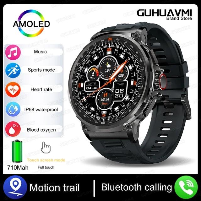 2026 Новые GPS Умные Часы для Активного Отдыха и Спорта Мужские AMOLED Экран NFC Фонарик Пульсометр Водонепроницаемые Bluetooth Звонок 750 мАч Спорт Фитнес Мужские SmartWatch silicone belt чёрный ElectronicsHome
