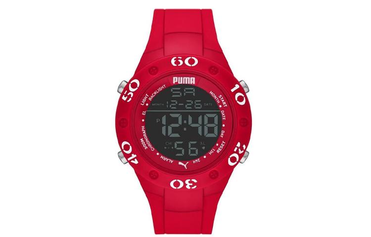 PUMA Наручные часы Кварцевый механизм Пластиковый ремешок 49 мм Черный циферблат Женские часы Водонепроницаемость 30 м P6037 red