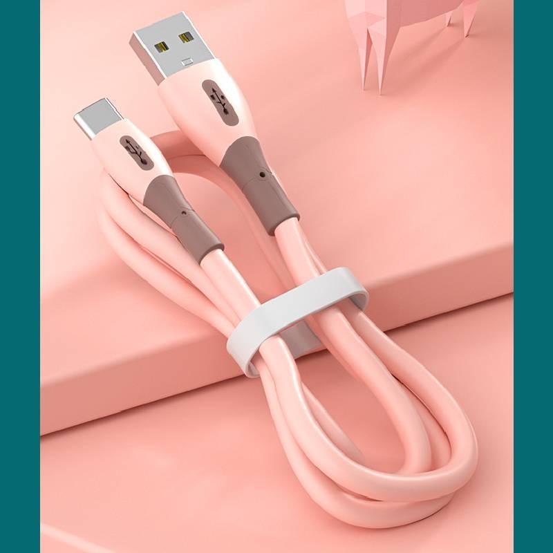 Силиконовый USB кабель для зарядки для Apple iPhone Android Type C с быстрой зарядкой Type C 120cm розовый TrailPeak