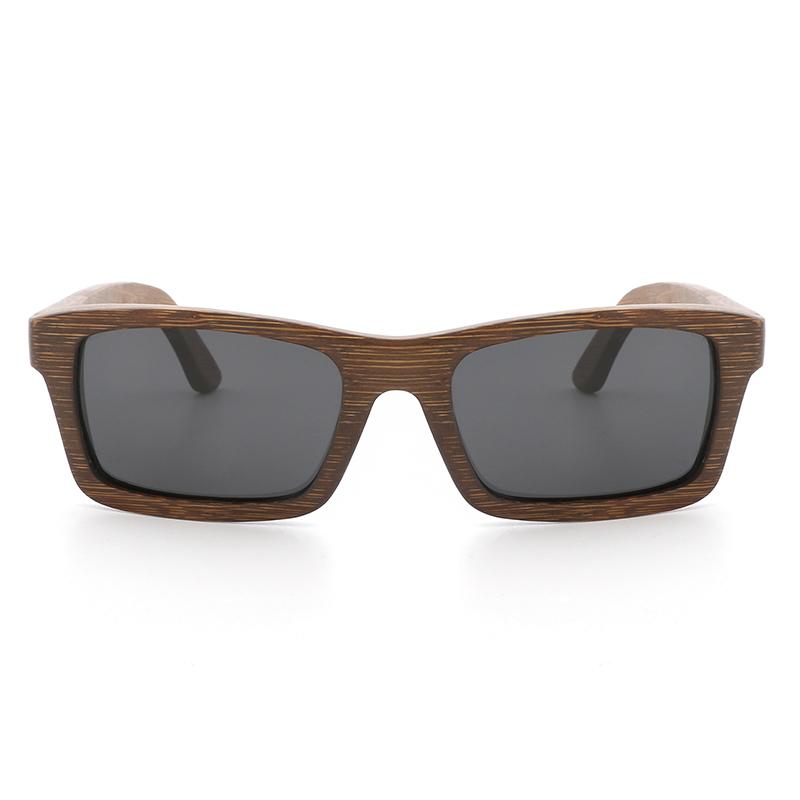 Classic Bamboo Sunglasses for Men and Women Polarized Wood Sun Glasses UV400 Custom Logo Narrow rectangular eyeglassses frame&Bamboo gray QINGLONG GOODS