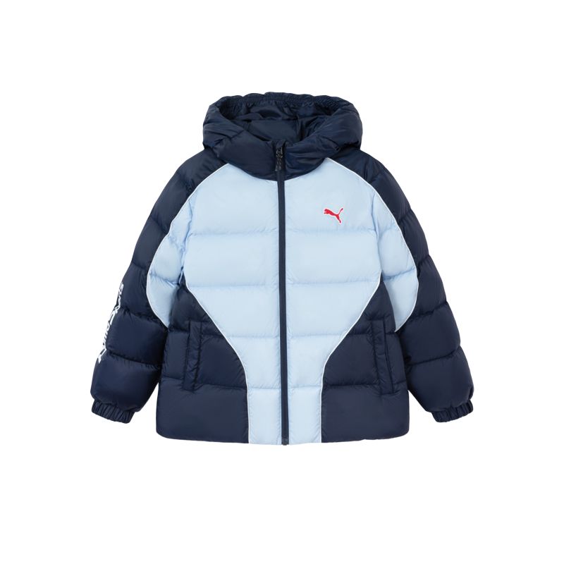 Детские пуховики PUMA с капюшоном, несъемным, умеренно ветрозащитные 353425107101-00388 110 white