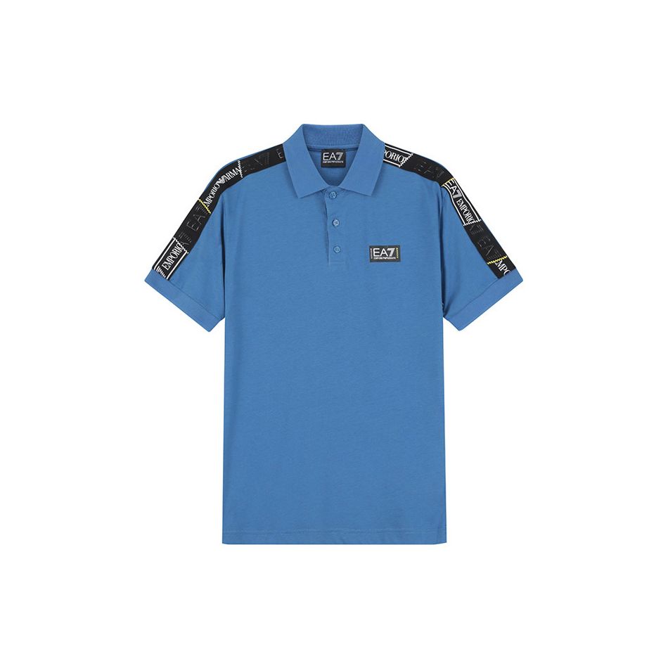 Emporio Armani EA7 Поло с коротким рукавом Color Block с логотипом Мужские топы Кобальтово-синий 3RPF52-PJ02Z-1538 XS black