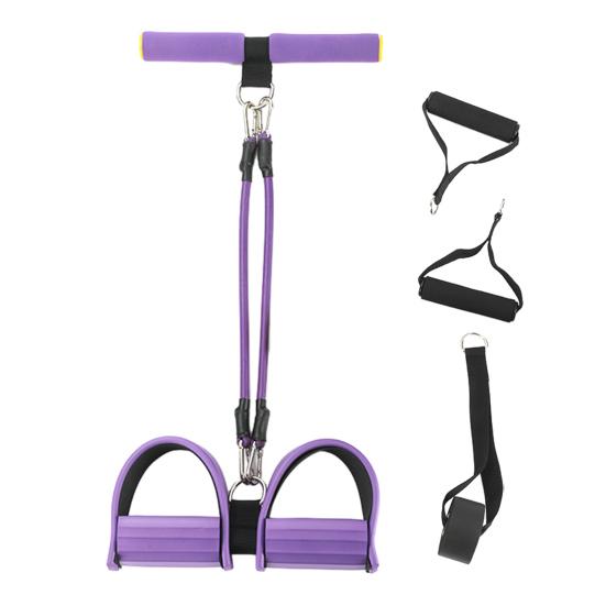 Женская эспандер-педаль с ручками, 2/4/6-трубный тренажер для пресса, талии, рук, ног, натяжная веревка для скручиваний, тренажер для ног с фиксацией на лодыжках S фиолетовый ZTTO