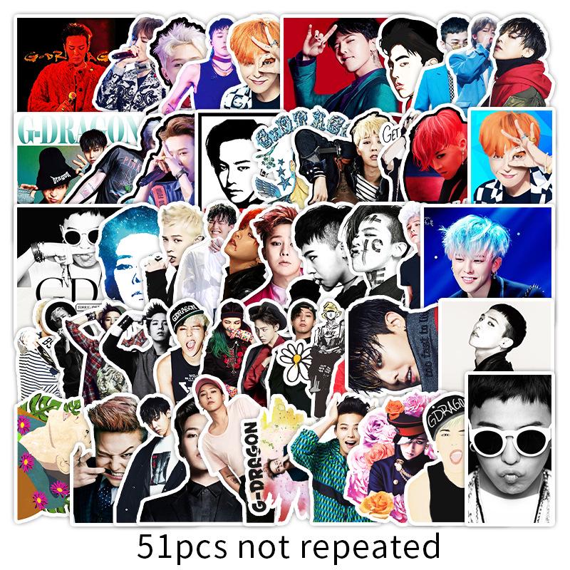 50 шт. Звездные наклейки с граффити G-Dragon из BIGBANG для чемоданов, планшетов, автомобилей, телефонов и гитар. blue CreativeCorner