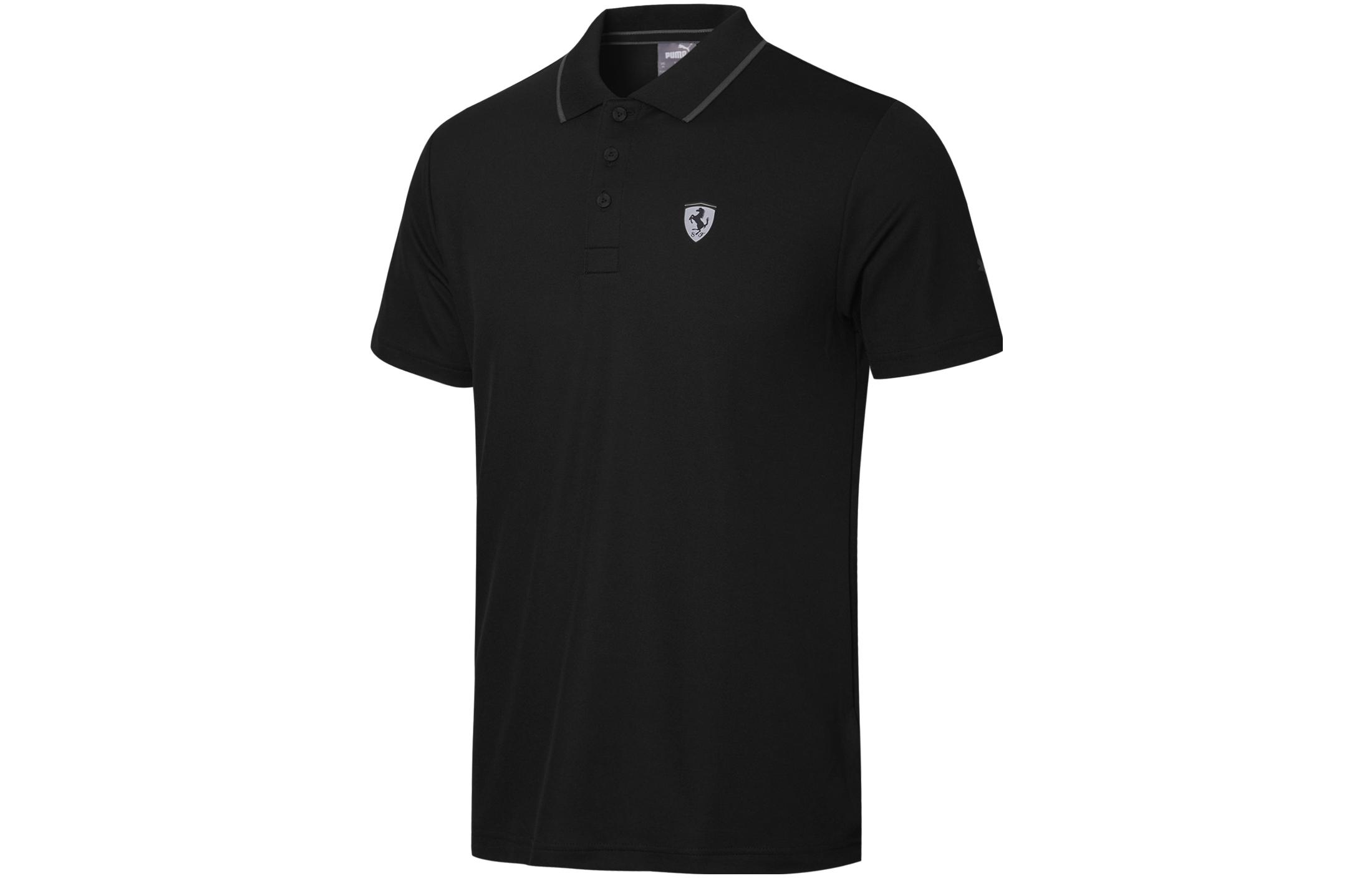 PUMA X FERRARI Поло Мужское Черное Воротник-поло Умеренный Прямой крой 596124-01 XS black