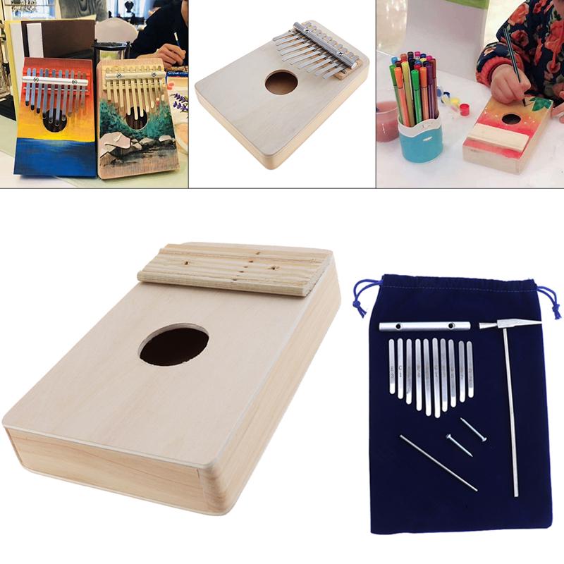 10 клавиш Kalimba DIY Kit Набор из бука, пианино для большого пальца, подарок Mbira для детей, ручная работа, живопись gray Musical 3
