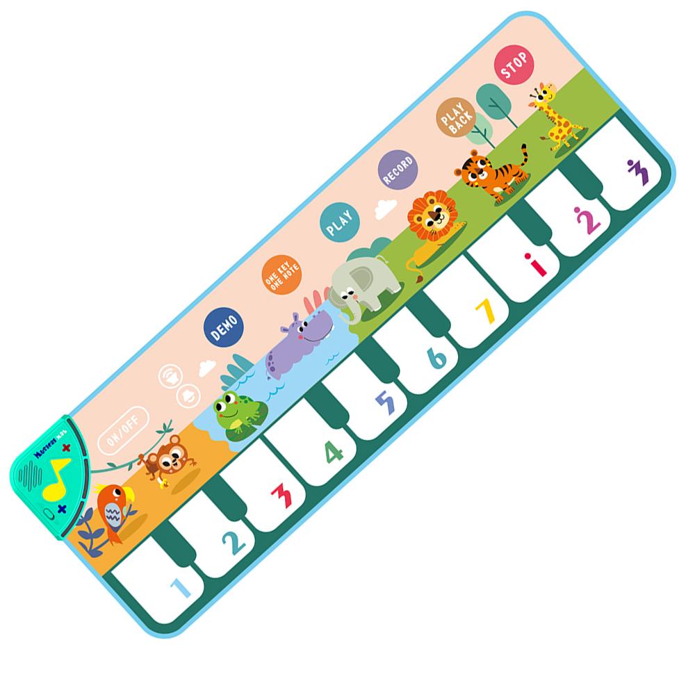 Coolplay 110x36 см музыкальный коврик для пианино для детей ясельного возраста, напольный танцевальный коврик с клавиатурой и 8 звуками животных, детский коврик, развивающие игрушки WBL 110cm*36cm темно-зеленого