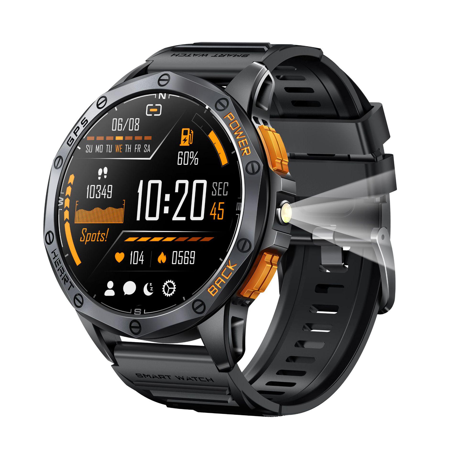 Умные часы K67 с GPS, 1,43-дюймовым AMOLED-дисплеем, поддержкой Bluetooth-звонков, альтиметром, барометром, компасом, монитором сердечного ритма, артериального давления и кислорода в крови. чёрный ElectroCN