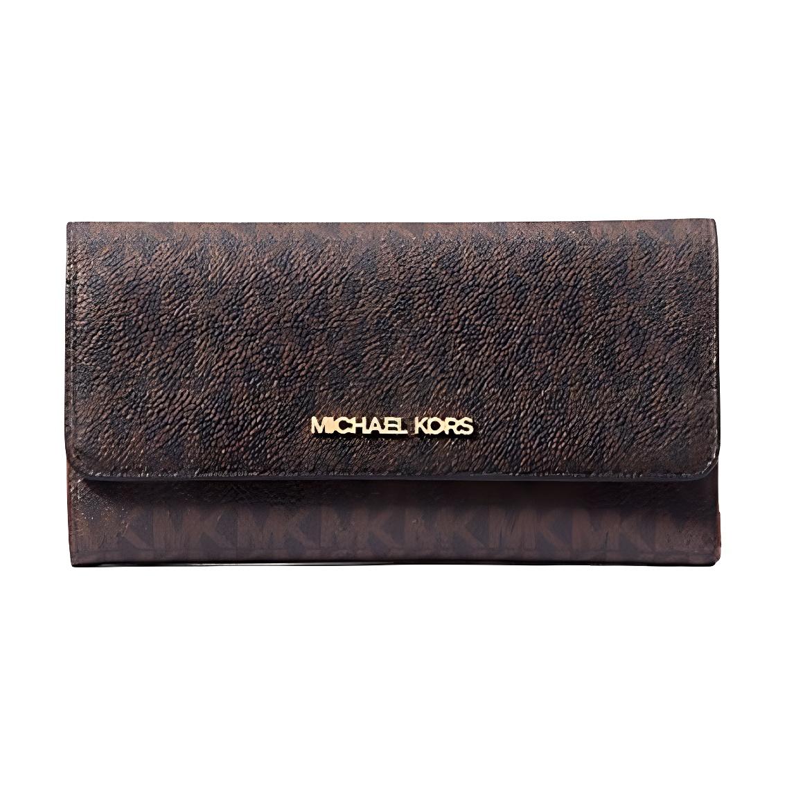 Michael Kors MK Jet Set Travel Кошелек из покрытого холста с принтом логотипа Большой женский кошелек Коричневый 35F8GTVF3B-BROWN Basic Set (Bag+Dust Bag) black