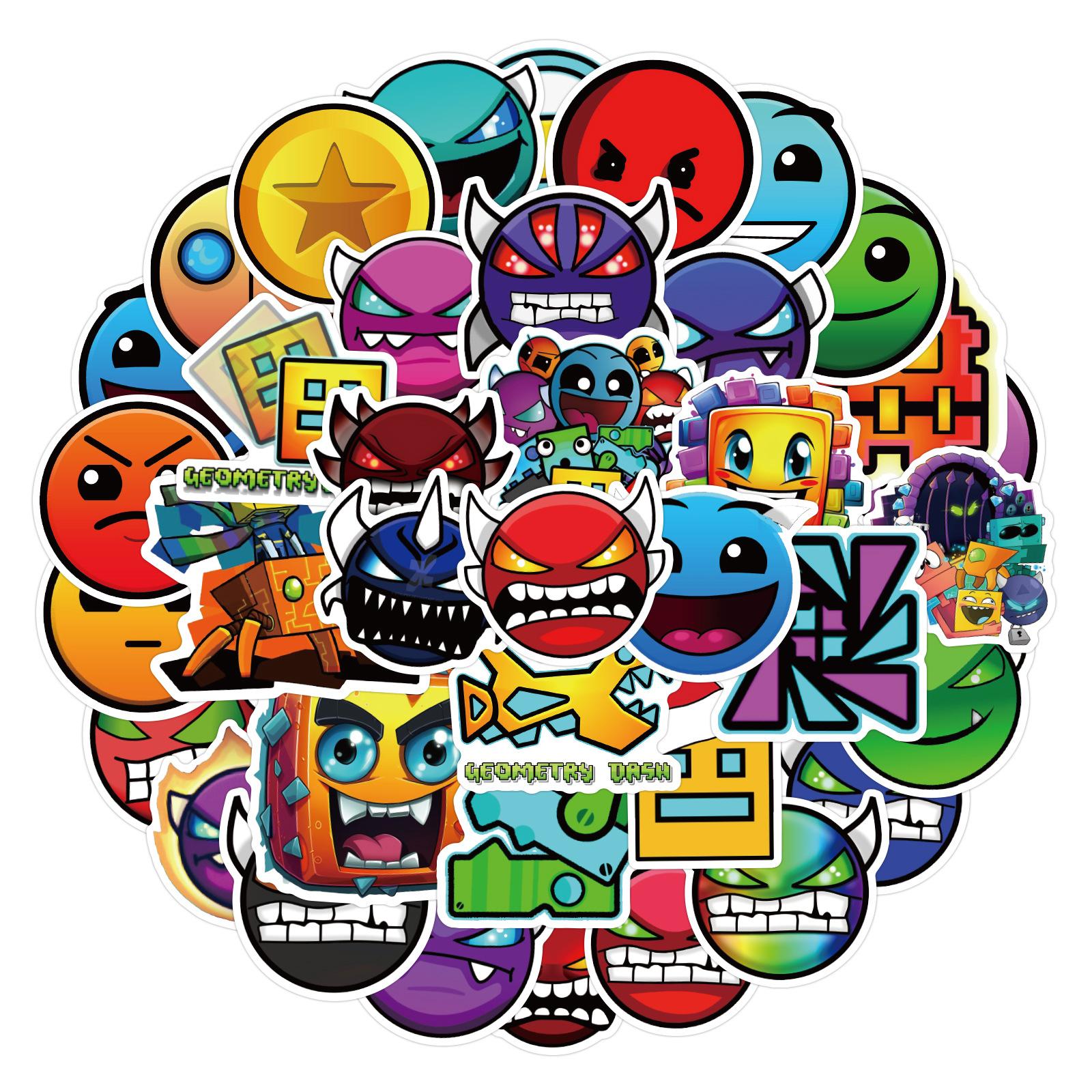 50 Новых Стикеров Geometry Dash Geometric Sprint Мотоцикл Гитара Чемодан Водонепроницаемые Стикеры black Car beautiful stickers
