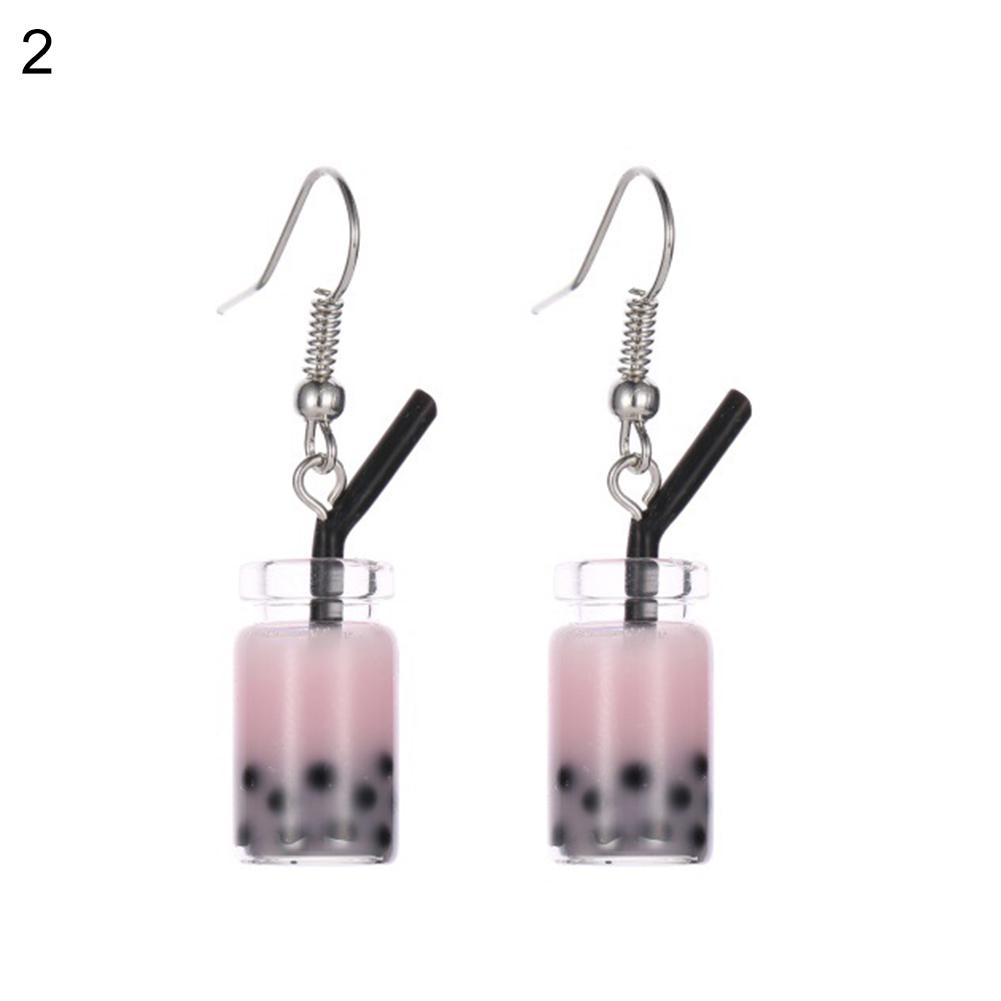 Женские серьги с акриловыми подвесками  Bubble Tea розовый SILVERHOO