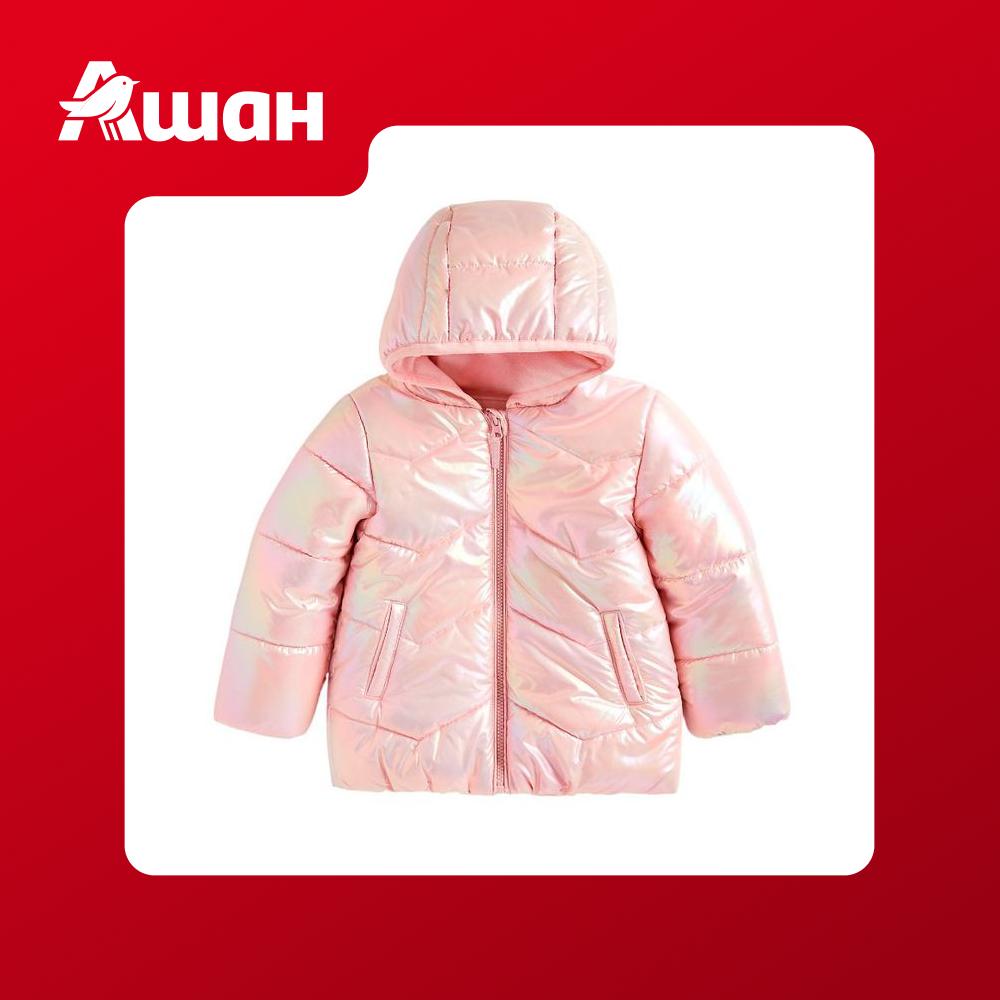 Куртка для девочки Mothercare стеганая на флисовой подкладке розовая, р.80-140