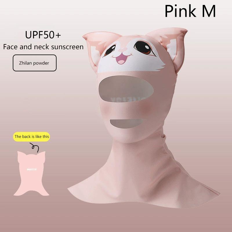 Плавание Дайвинг Facekini УФ-защита от солнца Полнолицевая маска Голова Шея Покрытие Лица Эластичная Шапочка Для Плавания Дайвинг Водные Виды Спорта Одежда M розовый Each Person