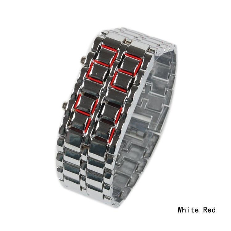 Светодиодный мужской браслет - часы White/Red красный party