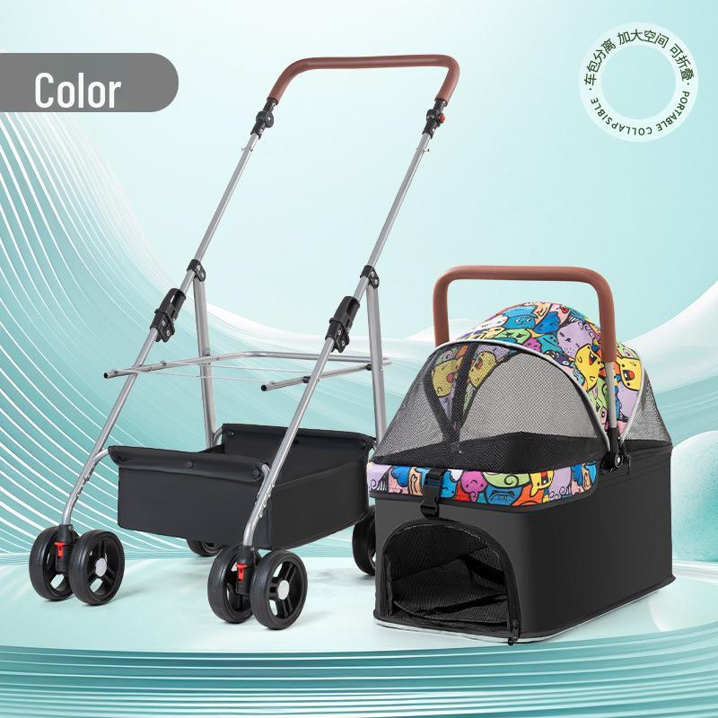 Компактная складная коляска для домашних животных для собак и кошек Pet Stroller gray FurryFriends Store