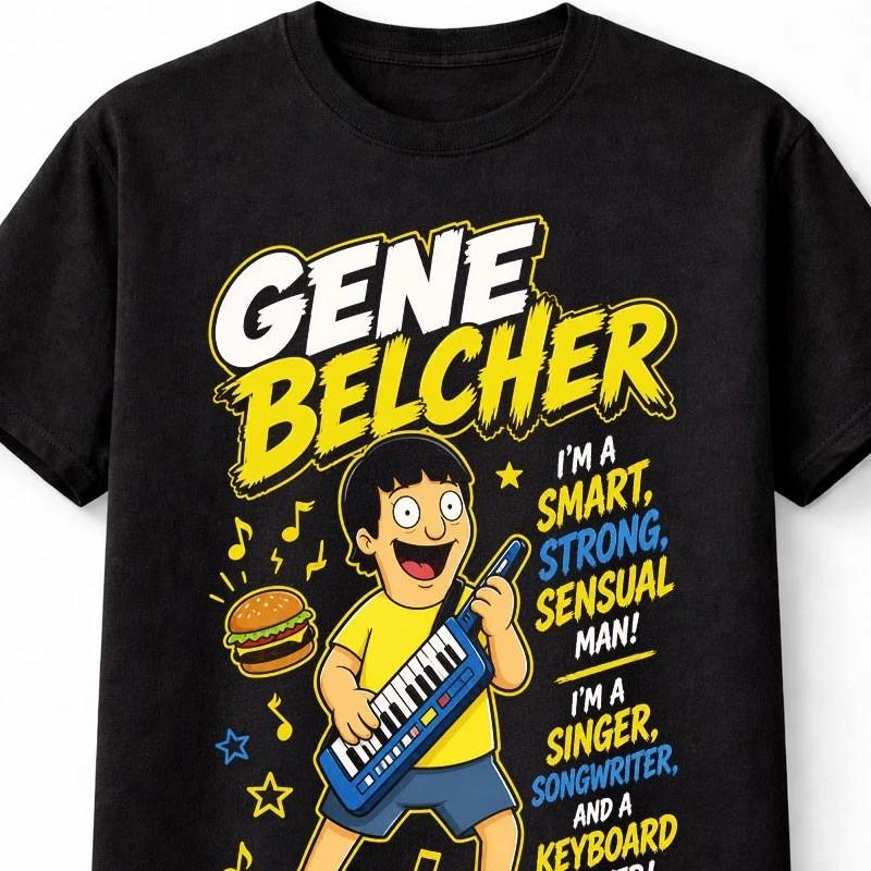 Gene Belcher Funny Bobs Burgers Keyboard Graphic Unisex TShirt S yellow Nico fashion