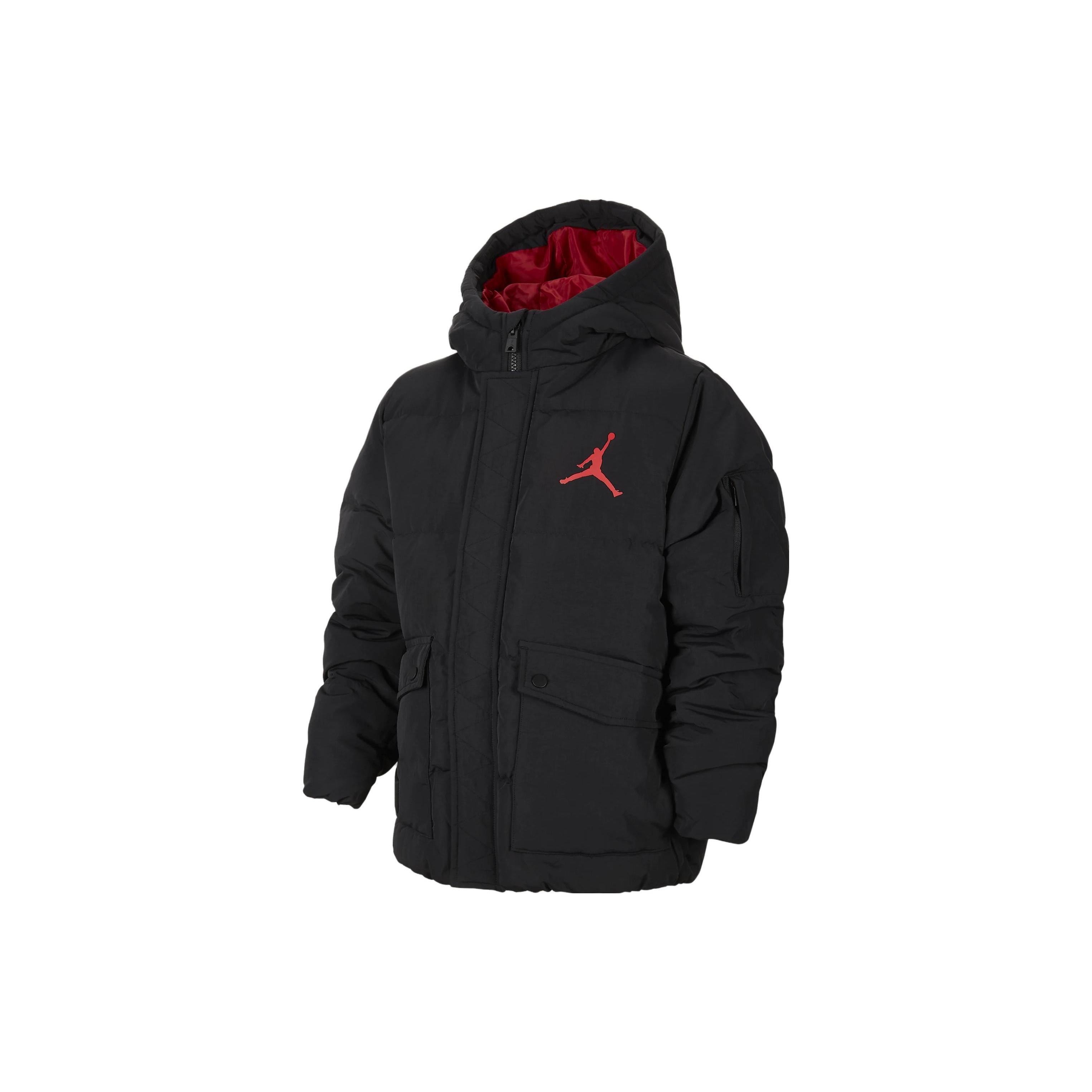 (GS) Детская пуховая куртка Air Jordan Air Puffer Jacket  Черно-красный  FV2824-010 XS black