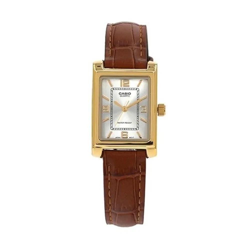 Женские аналоговые квадратные кожаные наручные часы (LTP 1234GLL 7ADF) beige Mayfashion