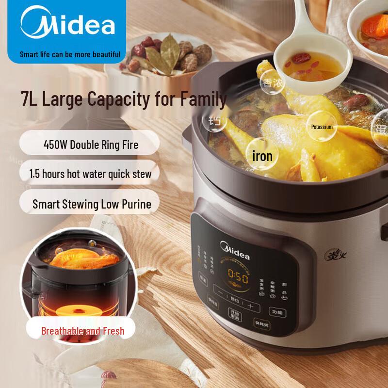 Мультиварка Midea DGE65J56 7 л, с китайской вилкой (адаптер в комплекте) white