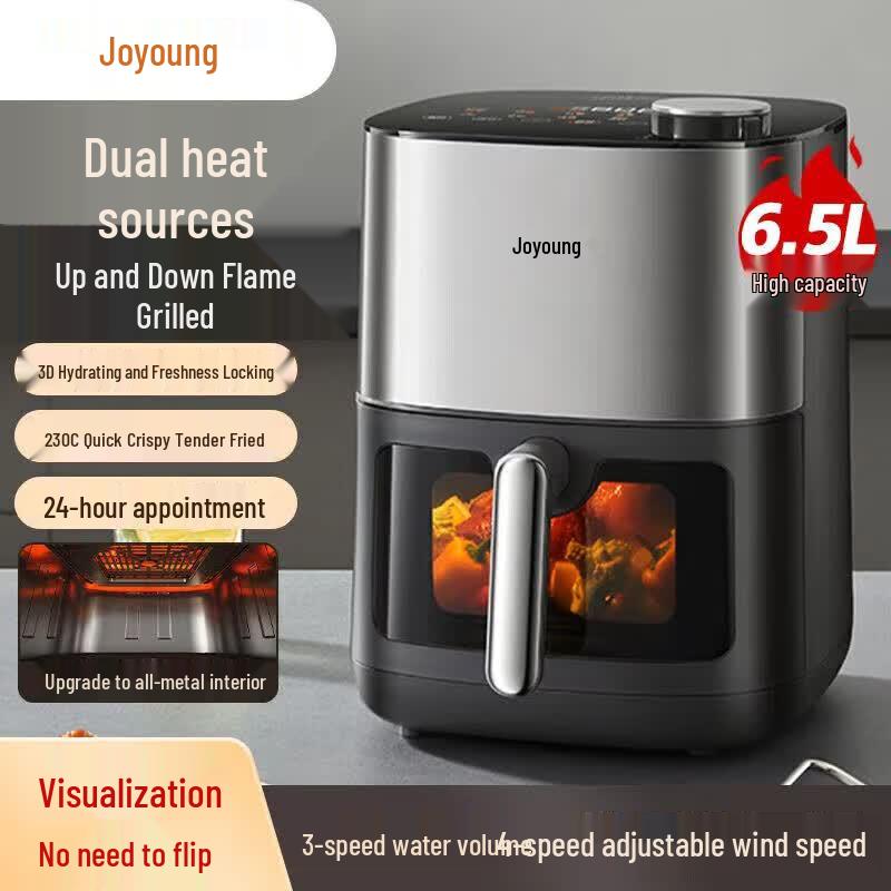 Мультипечь-аэрогриль Joyoung 6,5 л с двойным нагревом и 3D-увлажнением, KL65-V576, штепсель CN (адаптер в комплекте) gray