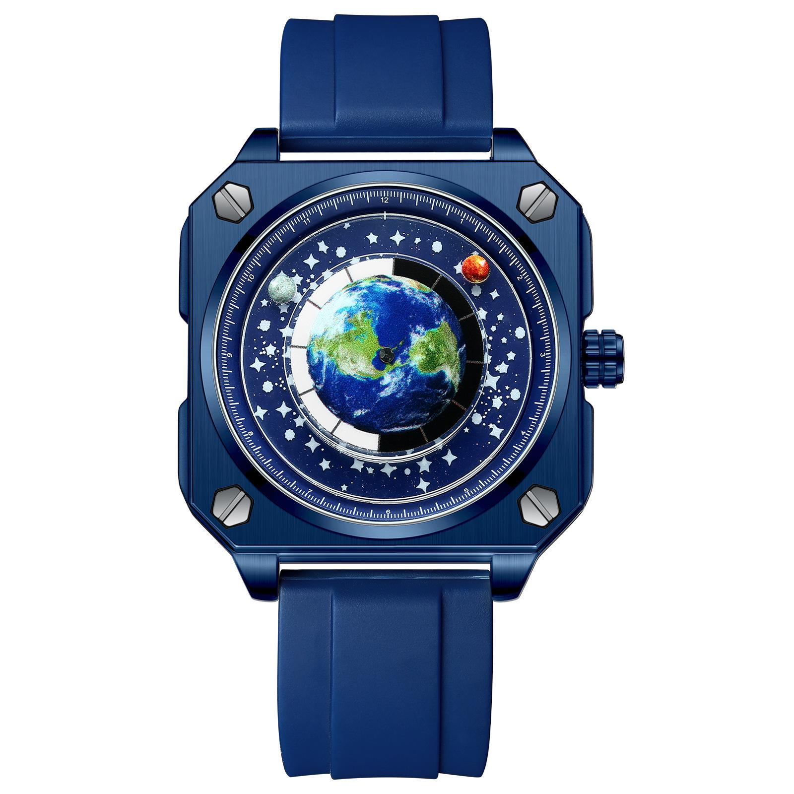 Мужские наручные часы Earth Watch  Голубая планета  - Креативный немеханический дизайн с уникальной концепцией. blue Global Finds