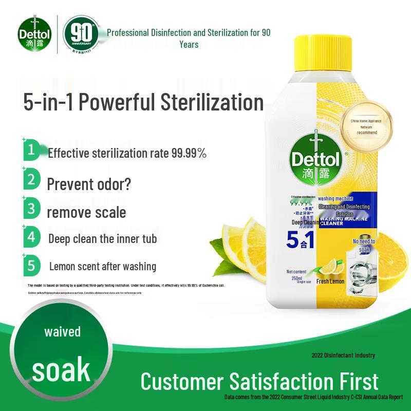 Dettol Washing Machine Cleaner & Disinfectant (Lemon, 2x250mL) yellow