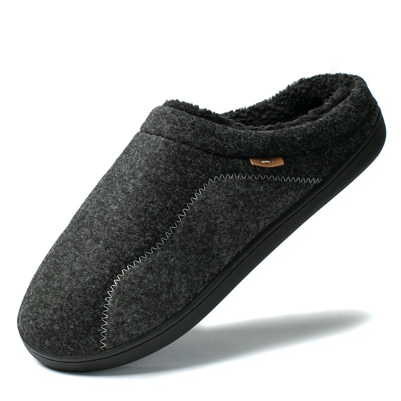 Fashion Big Size 49 50 Men Cotton Slippers Home Winter Indoor Warm Shoes Thick Bottom Plush Keep Warm House slippers Man Cotton Shoes 39-40 чёрный Footwear Fusion