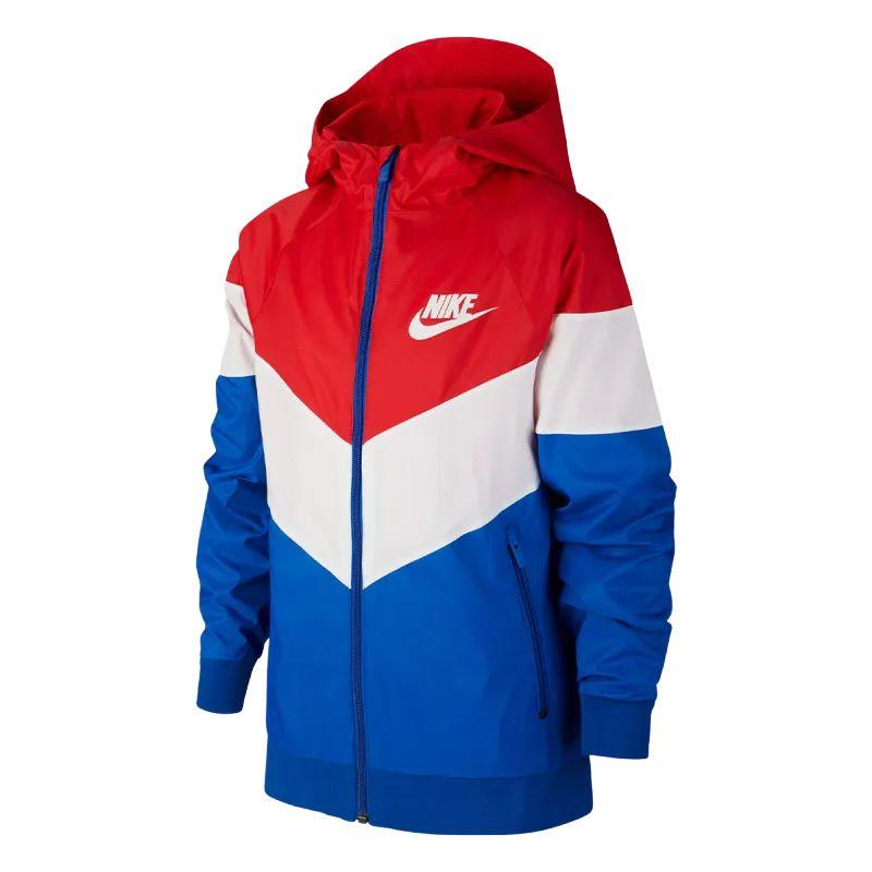 Nike Детская повседневная куртка с капюшоном в стиле пэчворк, детская верхняя одежда, красный, белый, синий CJ6722-657 S red
