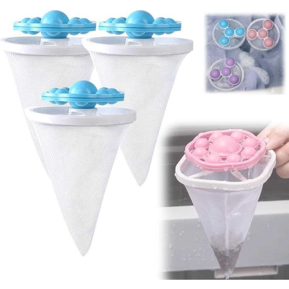 3Pcs Pet Hair Remover for Laundry, Floating Hair Filtering Mesh Bag, Reusable Lint Catcher for Washing Machine (Blue) white Yin Pingping Trading