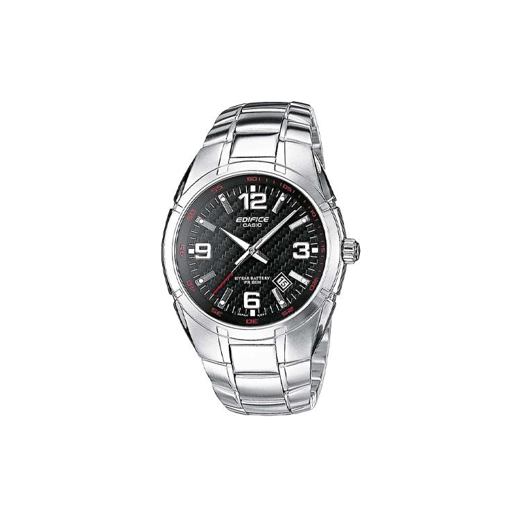 CASIO EDIFICE Кварцевый механизм Браслет из нержавеющей стали Часы Мужские Часы Черный Циферблат EF-125D-1AV Silver Strap black