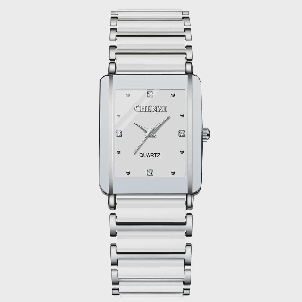 CHENXI Парные часы Роскошные водонепроницаемые Relojes Para Damas Наручные часы для женщины и мужчины Ремешок из имитации керамики Подарок Men белый