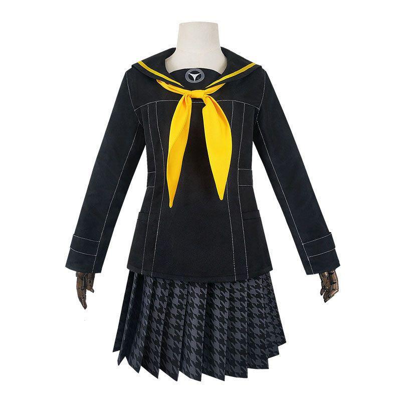 Persona 4 Kujikawa Rise Школьная форма Косплей Костюм со стильным топом, юбкой и галстуком Costume Set(No Wig),S yellow LumenLoom