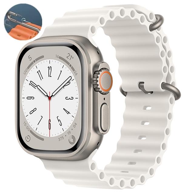 Официальный ремешок Ocean для Apple Watch Series Ultra 2, 49 мм, 45 мм, силиконовый ремешок с карабином для iWatch9 8, 7, 6, 5, 4, 3, 2 Se 41, 40, 44 мм 42 44 45 49mm белый huangfu junyi
