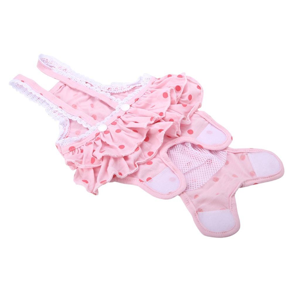 Polka Dot Dog Diaper Skirt Absorbent Dog Suspender Panties Polka Dot Dog Skirt  Daily Outdoor Walk S white Jingxuan