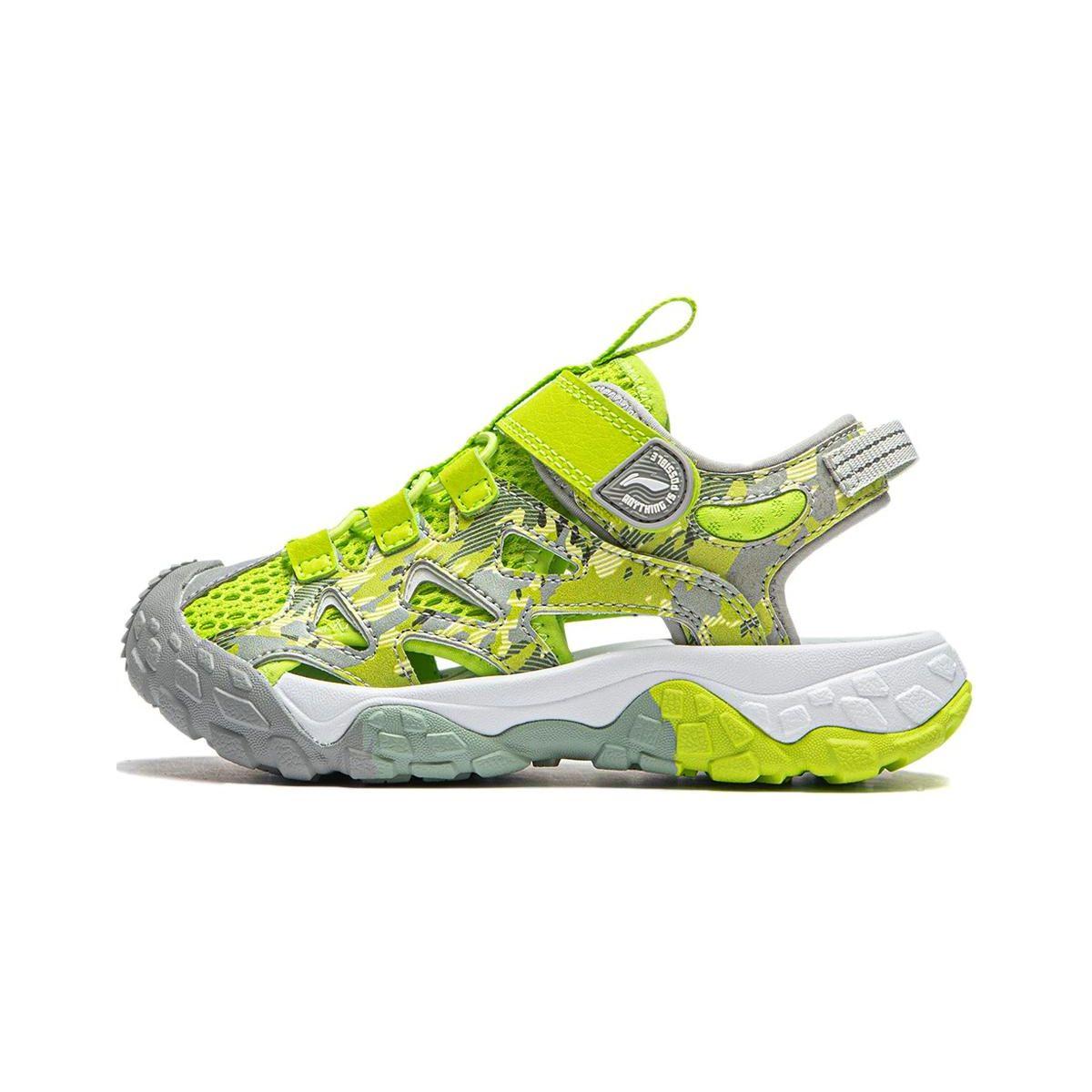 Li Ning Kids Trekking 2 удобные простые классические универсальные дышащие быстросохнущие сандалии детские сандалии зеленые YKKU004-3 29 yellow Li-Ning