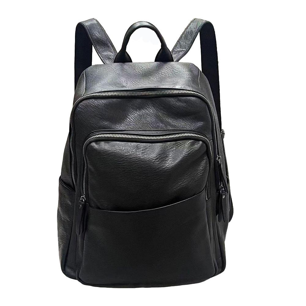 Мужской рюкзак Wind All Leather 15 дюймов, деловая сумка, рюкзак для планшета, большая вместимость, дорожная сумка чёрный The Bags Family