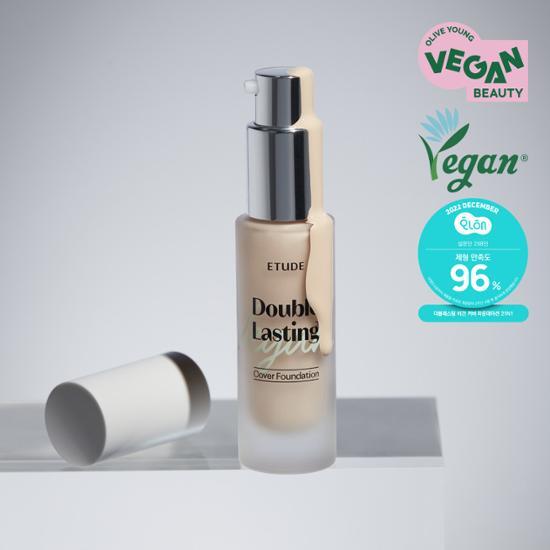 [Новинка] Тональный крем Etude Double Lasting Vegan Cover Foundation малого объема 18 г, корейская косметика, KPOP [Small Capacity] Light Vanilla 17C1 gray