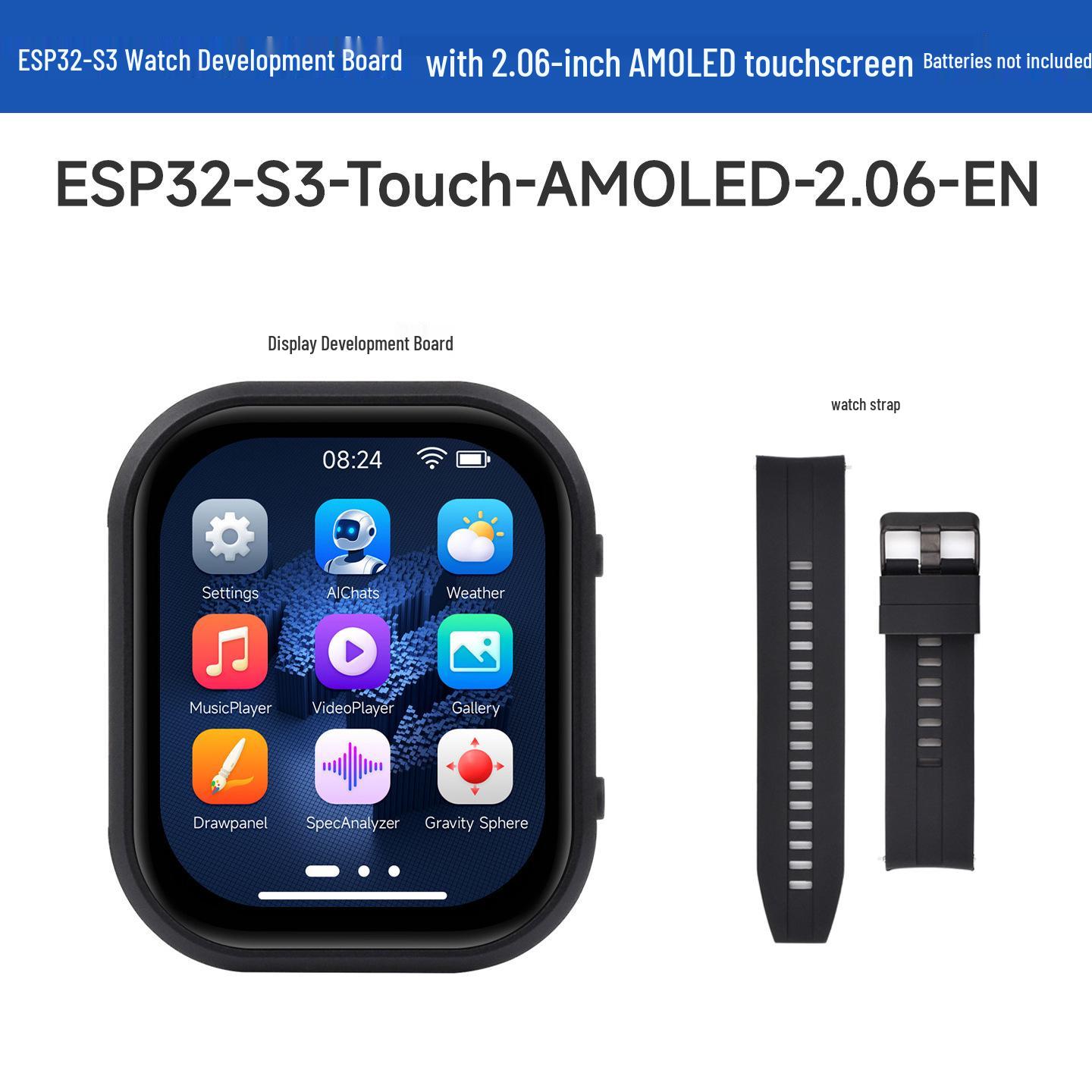 ESP32-S3 2,06  AMOLED Сенсорный Экран ИИ Умные Часы Плата Разработки - Deepseek black GearUp AutoMoto